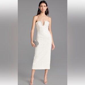 Self-Portrait Strapless Cream Dress